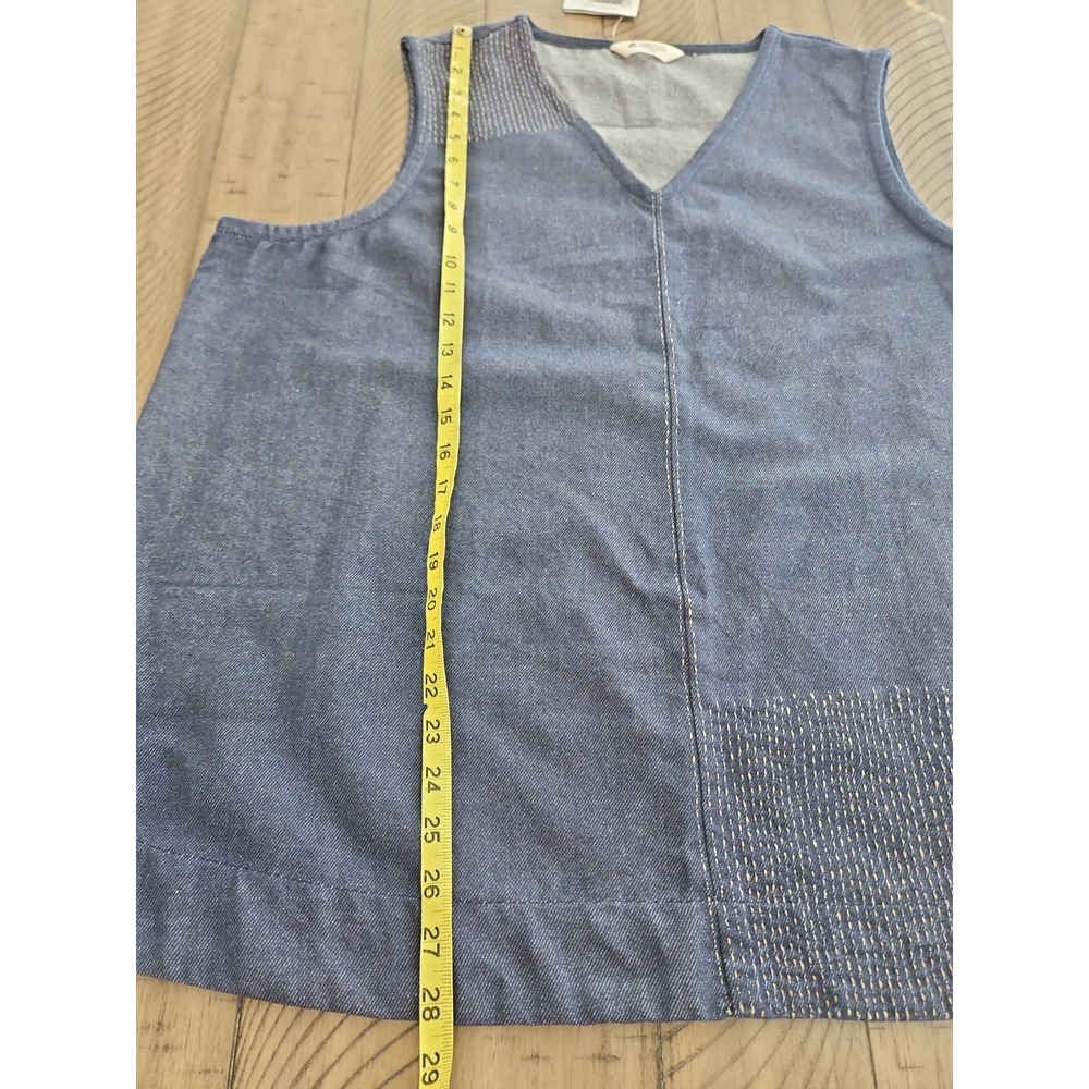 Marketplace Of India 2W Blue Vest Top Pant Set Embroidered Lagenlook Minimalist - Picture 14 of 16